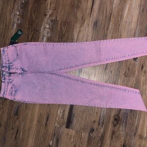 Neon light pink blue stretchy skinny jeans NWT